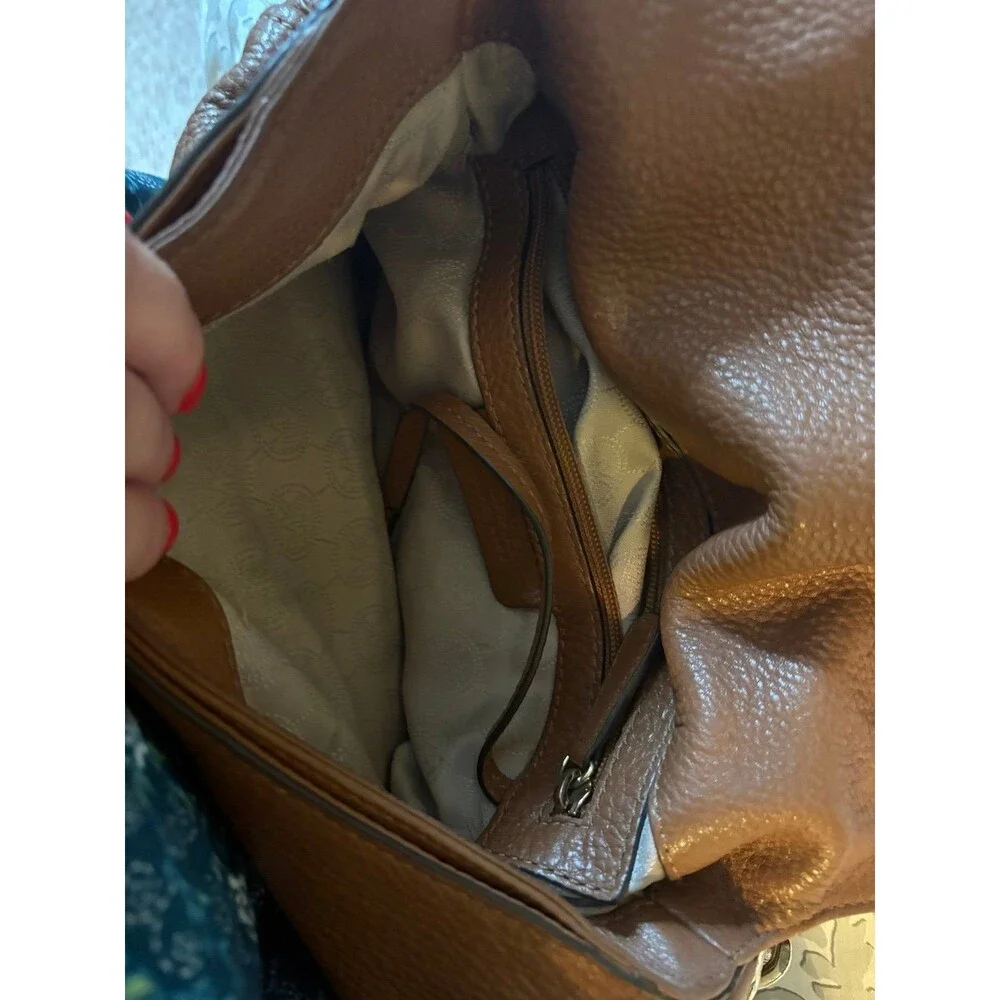 Brown Leather Michael Kors Bedford Tassel Crossbody Purse